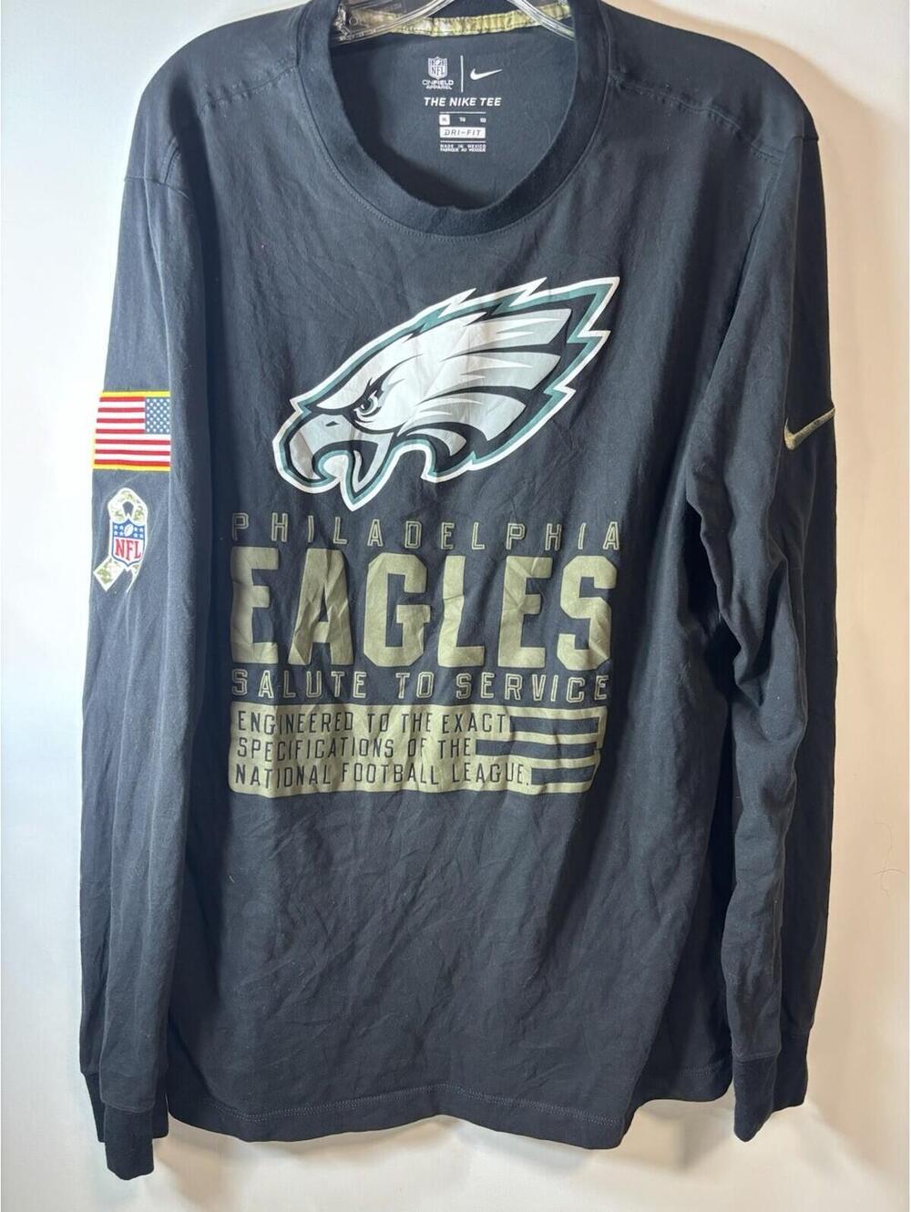 Nike Philadelphia Eagles Salute To Service Long Sleeve Shirt Mens XL Black